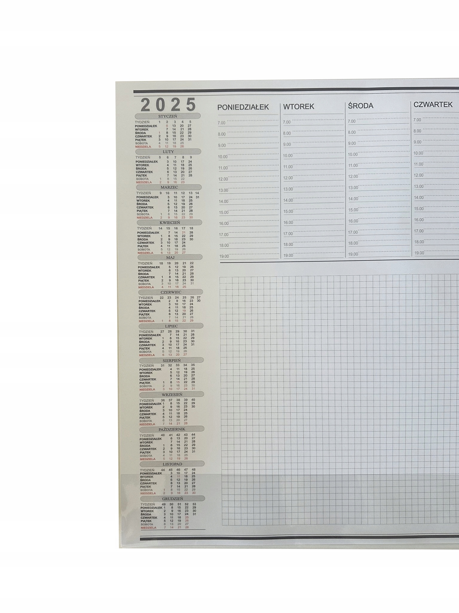 KALENDARZ 2025 BIUWAR NA BIURKO PLANER PODKŁAD 59x42 CM DARRIEUS EAN (GTIN) 5905879963515