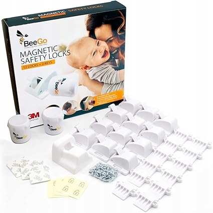 ZAMKI MAGNETYCZNE DO SZAFEK DLA DZIECI 12 ZAMKÓW + 2 KLUCZE MAGNETYCZNE