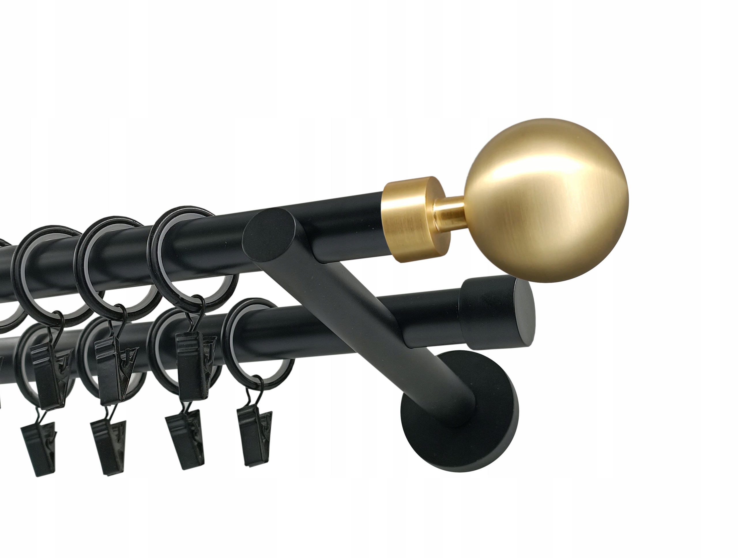 Garnýž dvojitá Kovový 19+19 mm Kula Modern Gold 360 cm