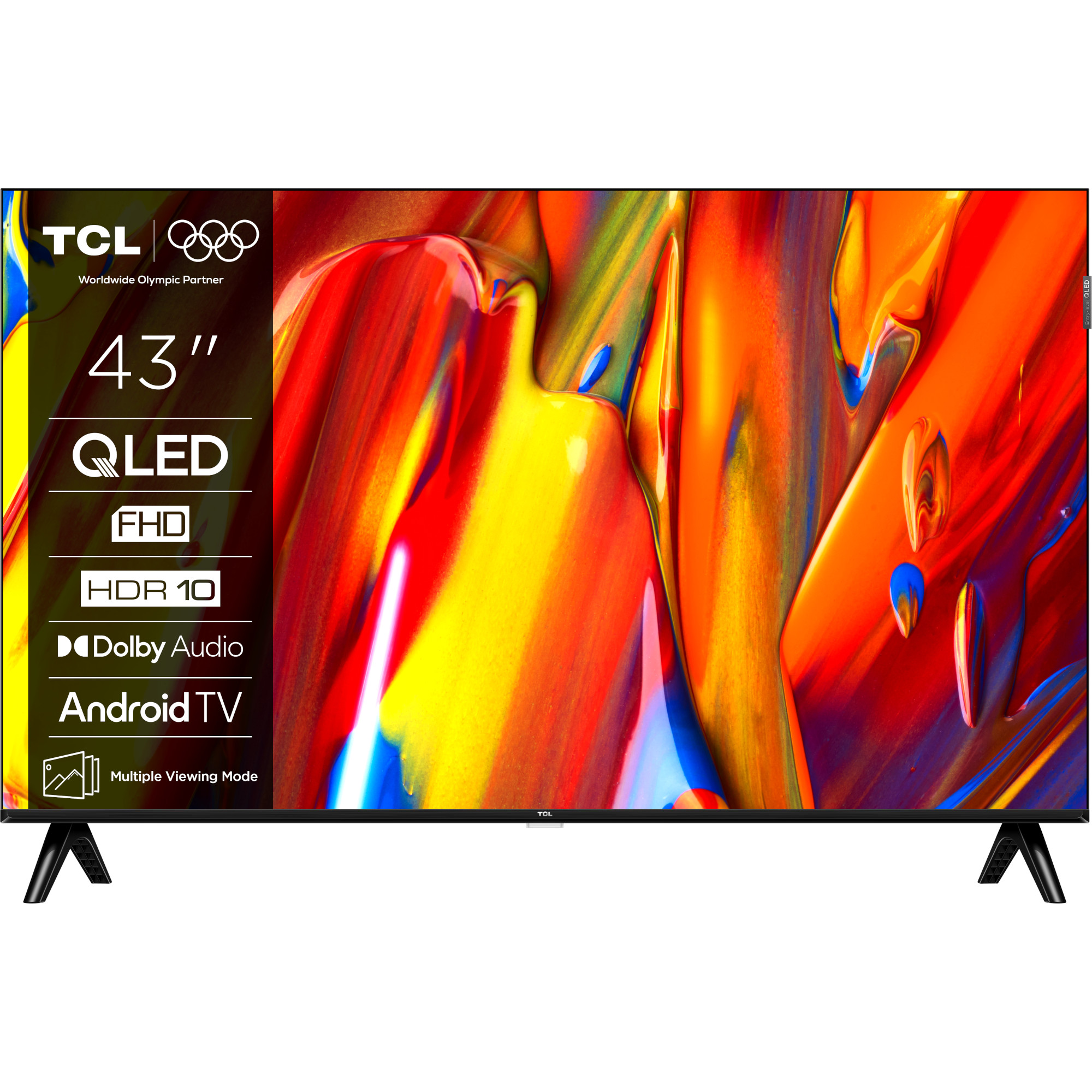 Telewizor Tcl 43V5C Qled Smart Tv, 108 cm, Full Hd, Android Tv, klasa F