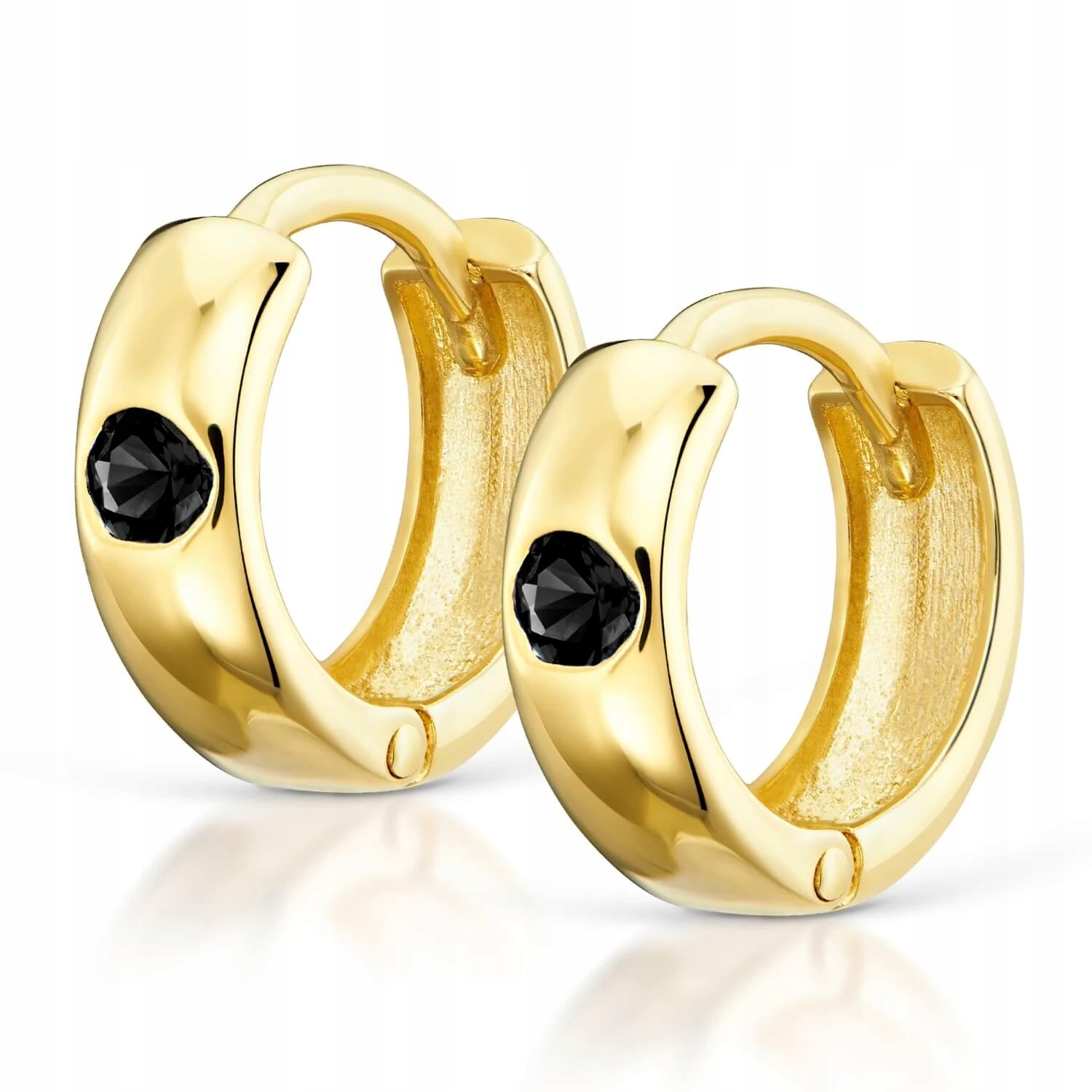 Zlaté Náušnice černý kubický Zirkon ryzost 585