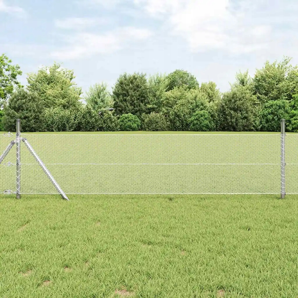 vidaXL Hexagonální oplocení Stříbrná 0,8 x 25 m Pozinkovaná ocel