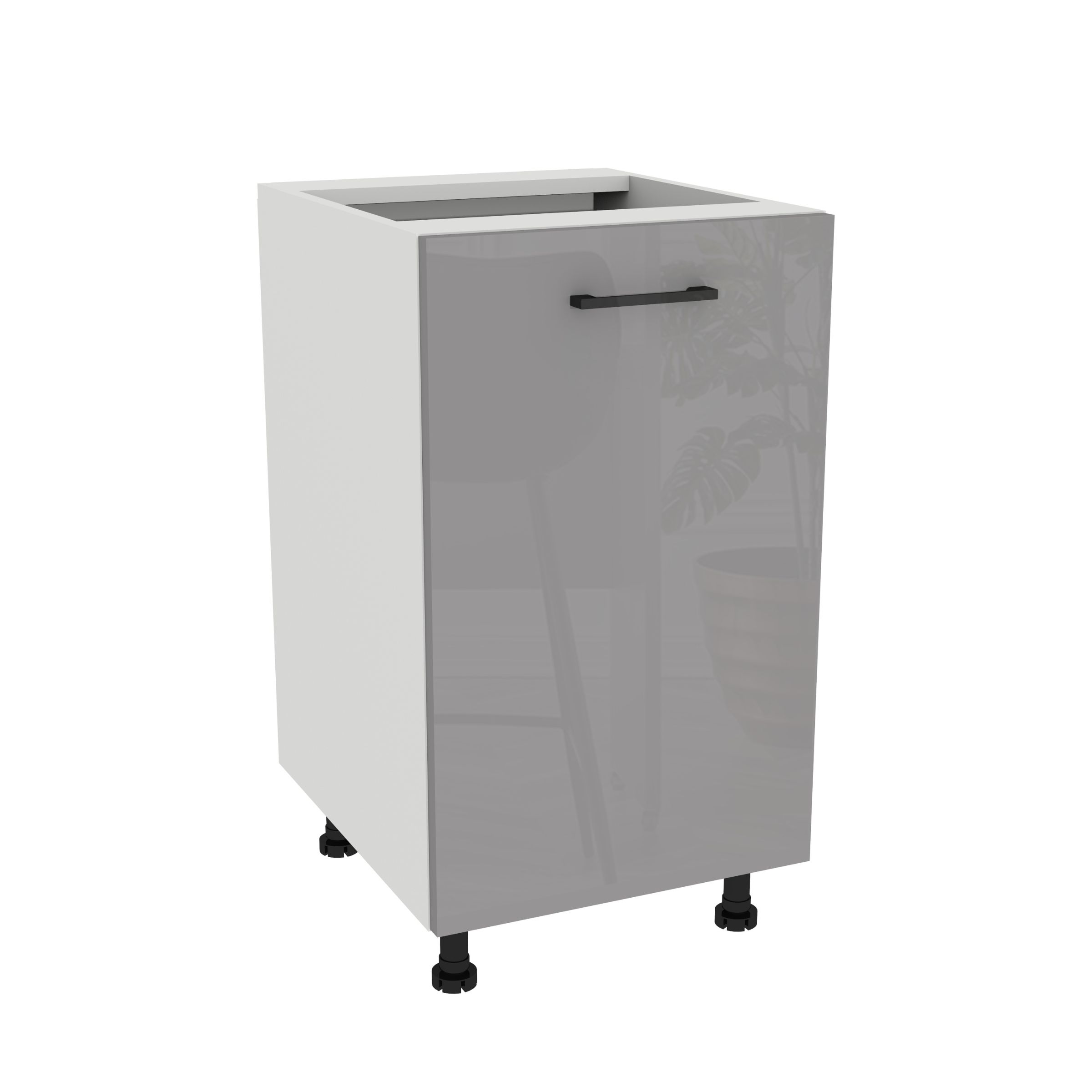 Spodná kuchynská skrinka 45 Capri korpus Biela predná strana Šedá Akryl Lesk