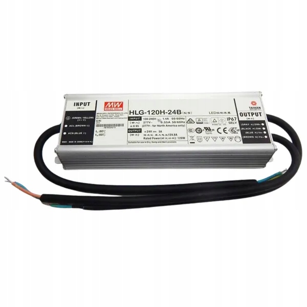 Jednovýstupový Led driver Mean Well Ac-dc, mix režim (CV+CC) s vestavěným Pfc