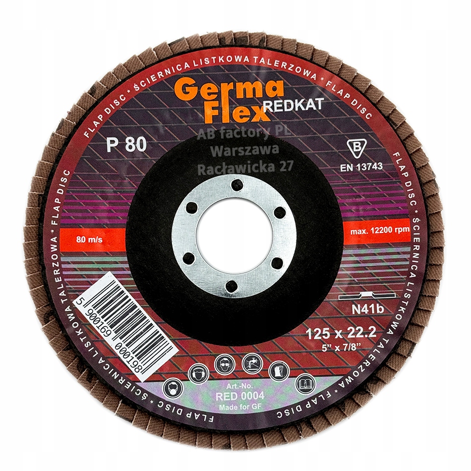 ŚCIERNICA LISTKOWA LAMELKA 125mm CERAMICZNA P80 Marka Germaflex