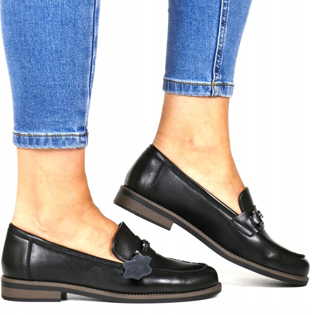 iButy Mokasíny Dámské Z Kůže Polobotky Nazouvací Černé Elegantní Pohodlné