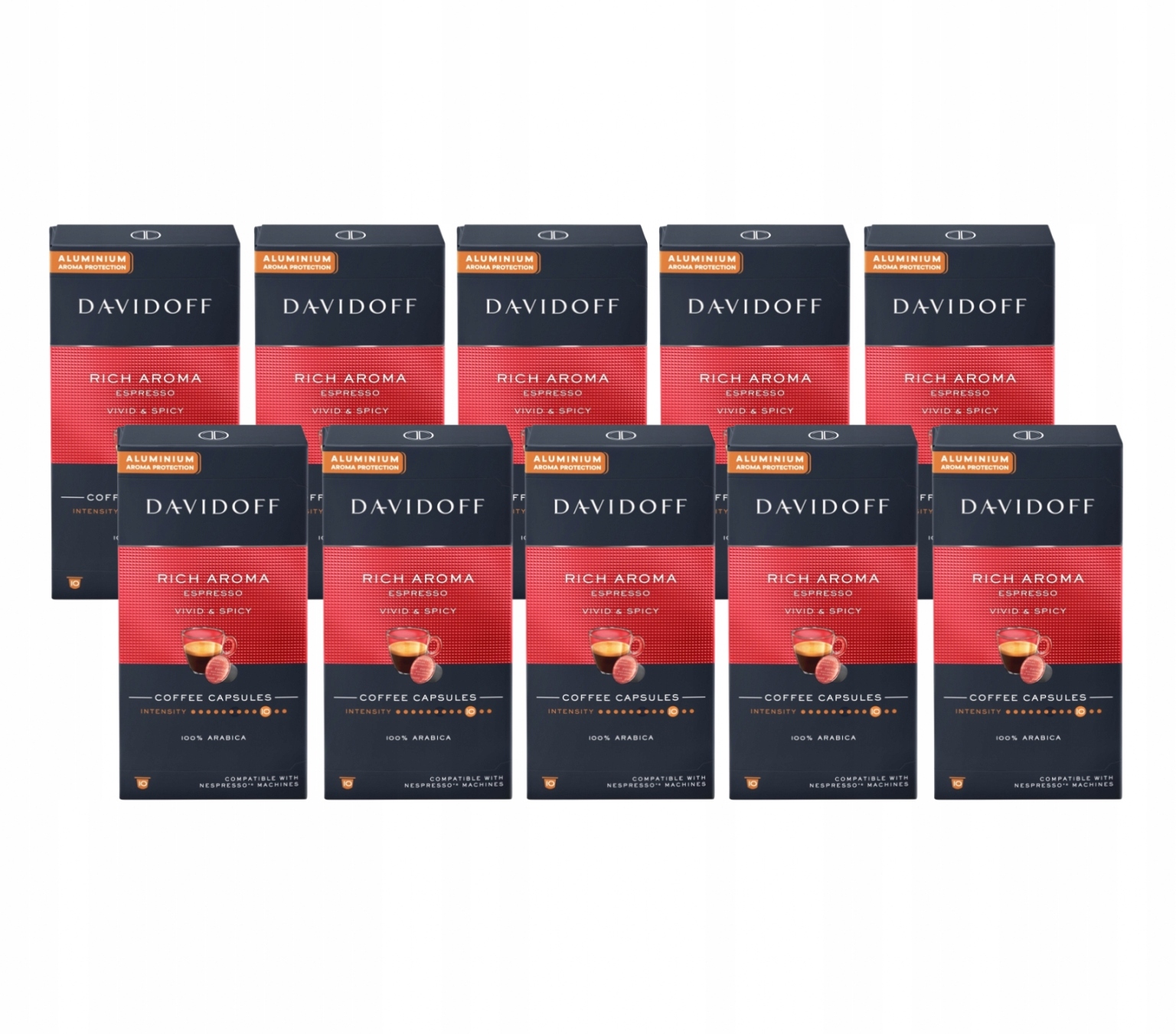 Zestaw 10X Davidoff Rich Aroma Espresso Coffee Capsules 10 Szt