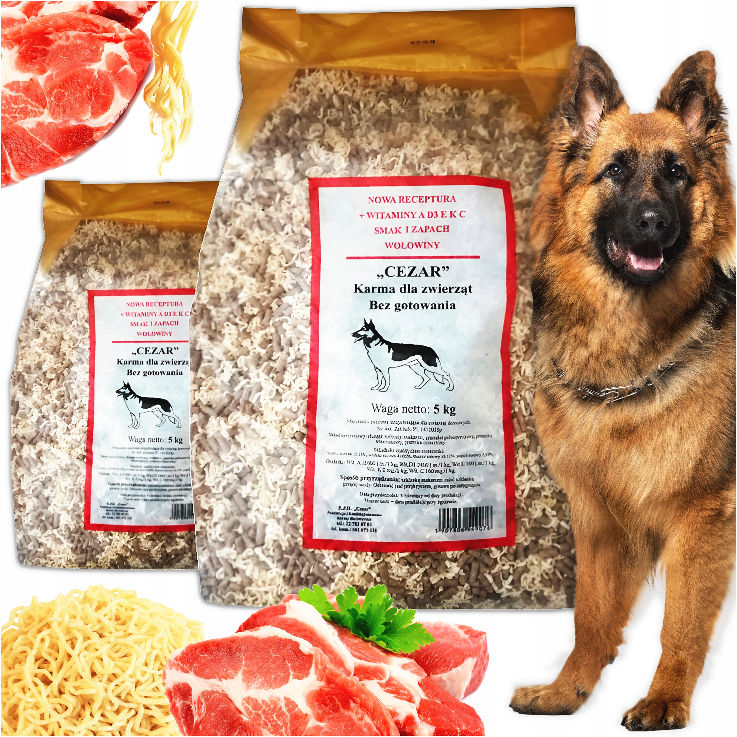 Levně Instantní těstoviny pro psa bez vaření vitamínů Caesar 10 kg Set