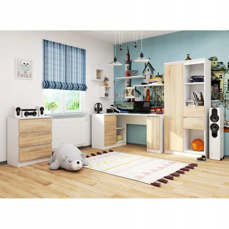 Gamingowe biurko narożne białe sonoma 155 cm Marka Akord