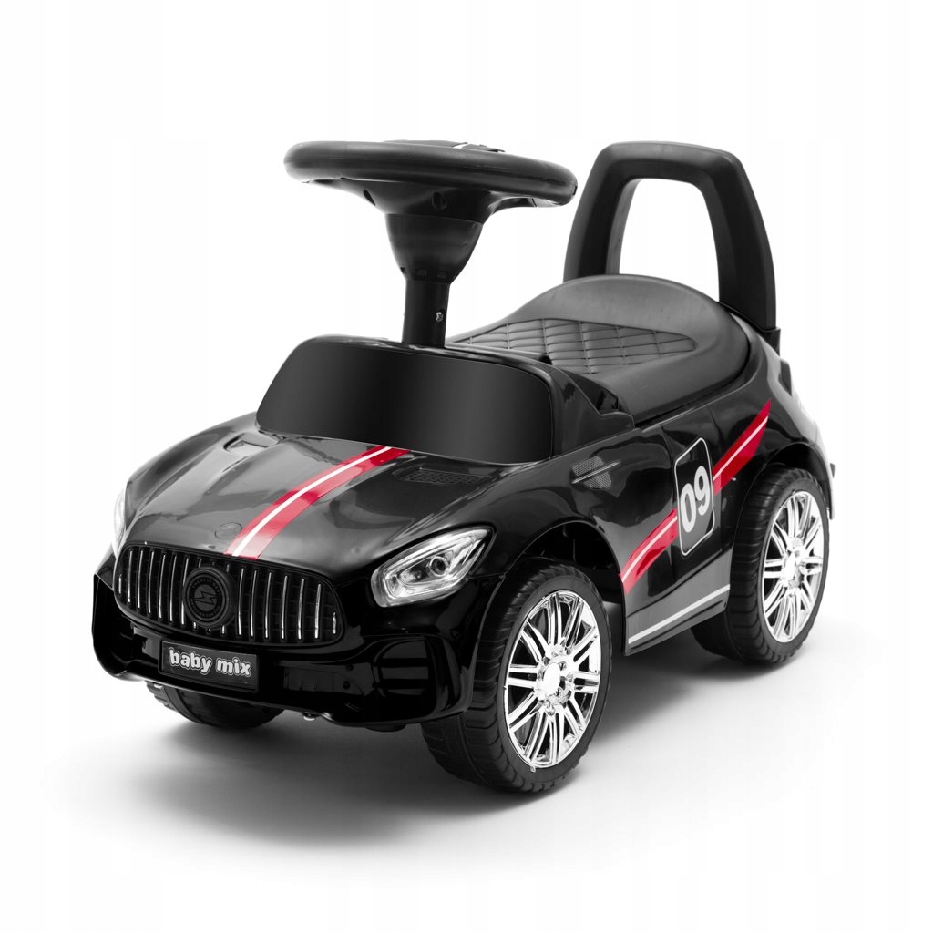 Dziecięcy jeździk z dźwiękiem Baby Mix Autko Samochód Pchacz Racer czarny