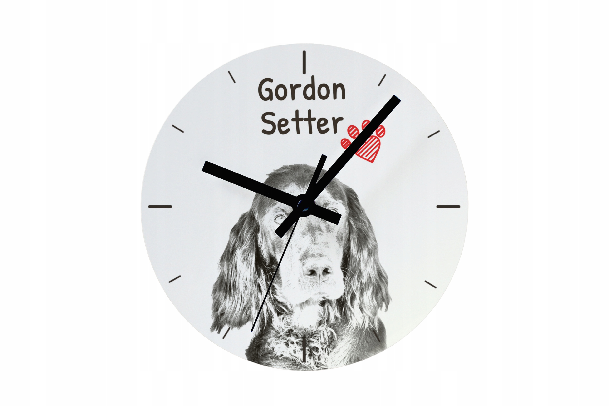 Skotský setr Gordon, hodiny se psem, závěsné a stojící, personalizace fotografií