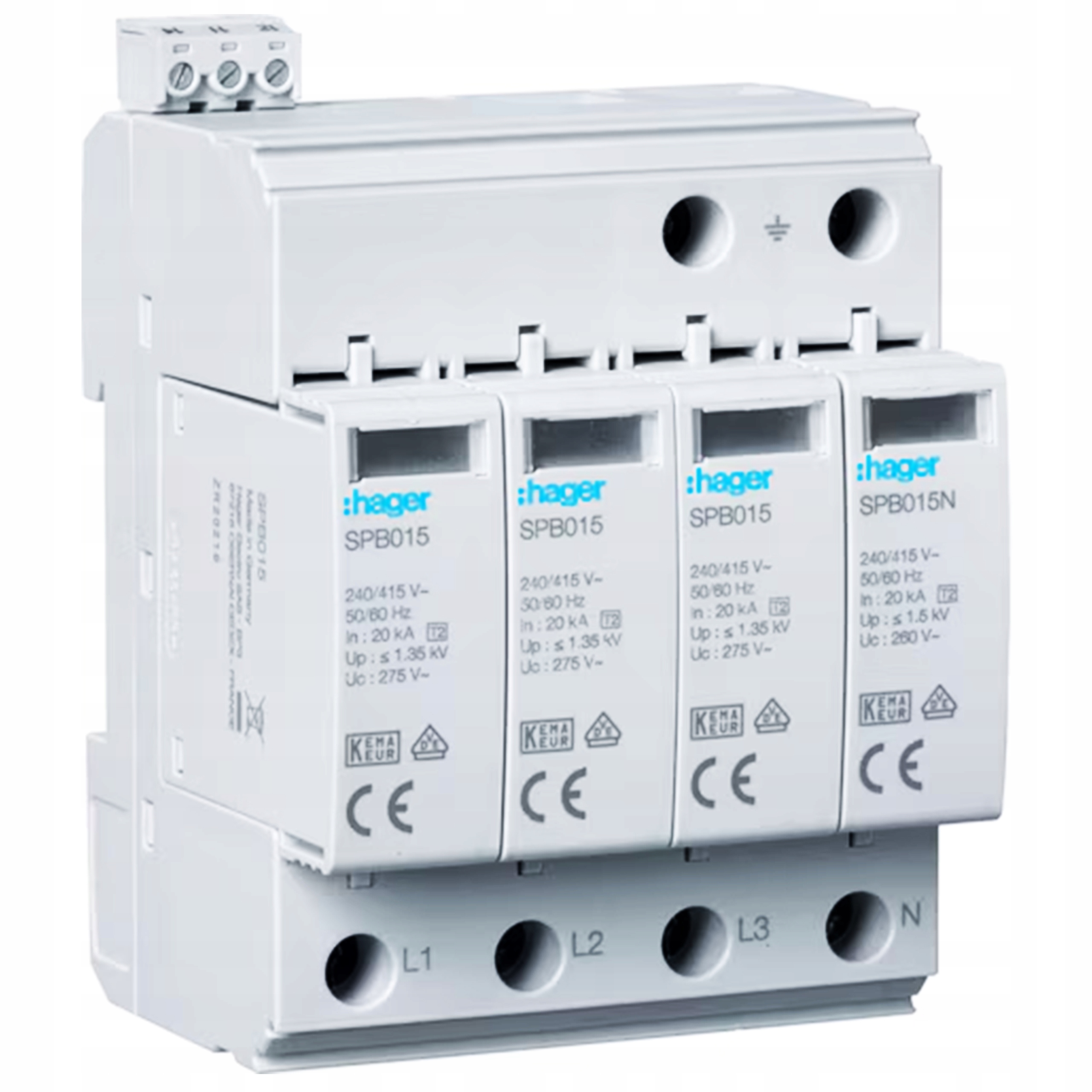Omezovač přepětí varistorový C Typ T2 4P síť Tn-s/tt 20kA SPB415 Hager