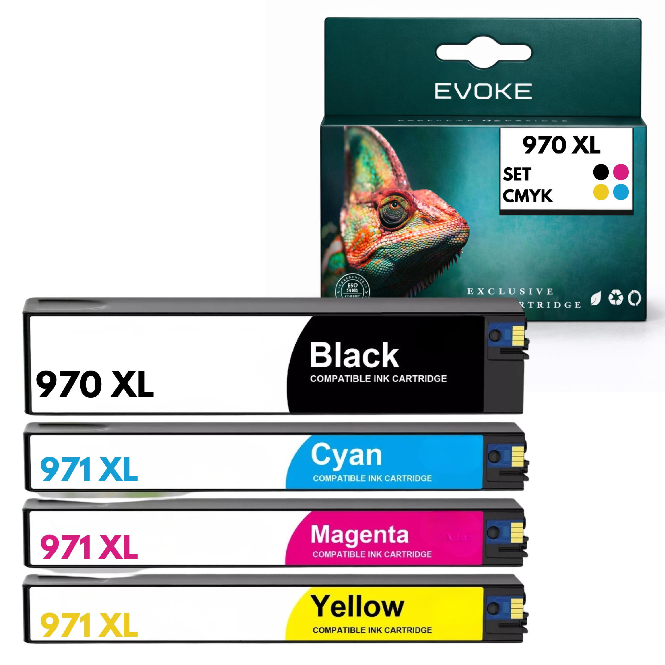 Evoke Inkoust pro Hp 970 971 973 974 XL sada OfficeJet Pro x451dw x476 x551dw
