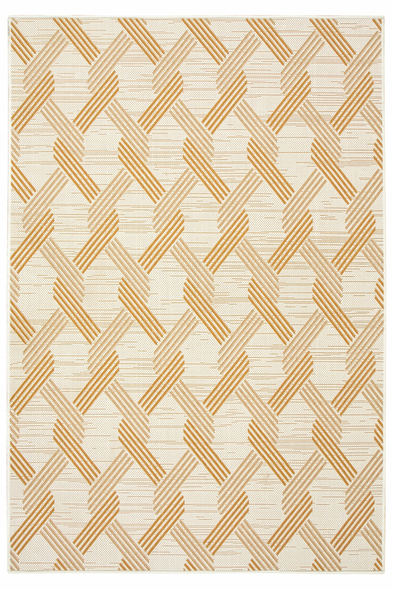 200x290 cm Sznurkowy Dywan Pomarańcz Krem W Romby
