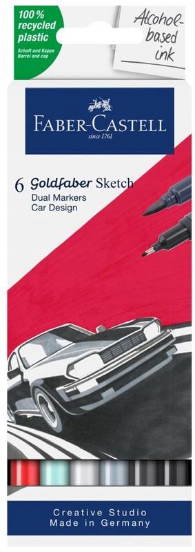 Umělecké pero Goldfaber Sketch oboustranné, sada Design 6 barev, Fab