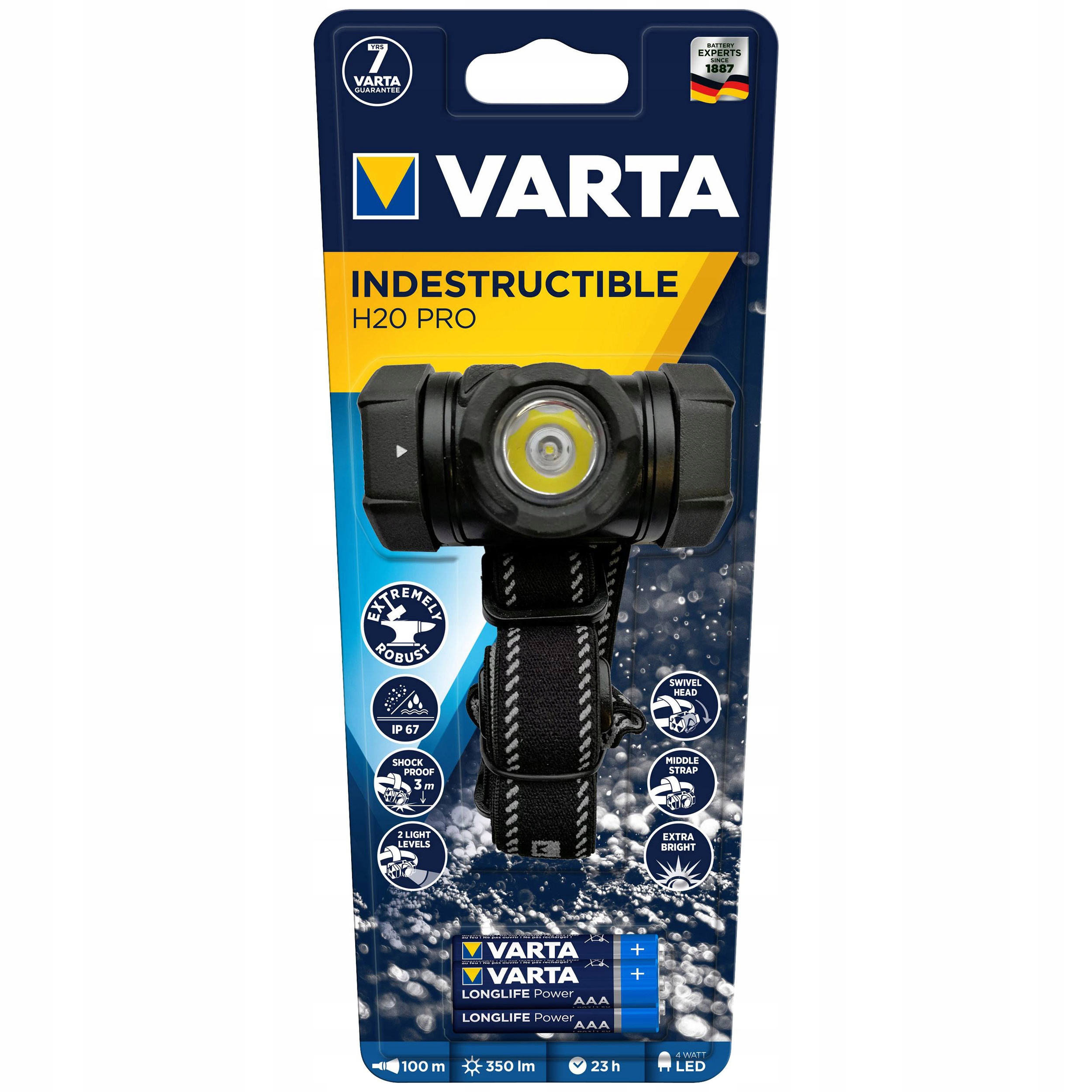 Varta H20 Pro latarka czołowa Indestructible Led 3 baterie Aaa 17732