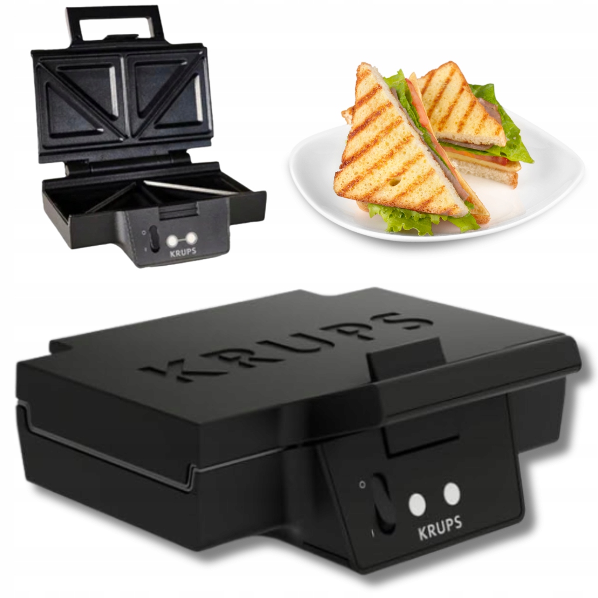 Opiekacz Krups Premium Toster Mocny 850W Ceramiczna Powłoka FDK461 Kanapki