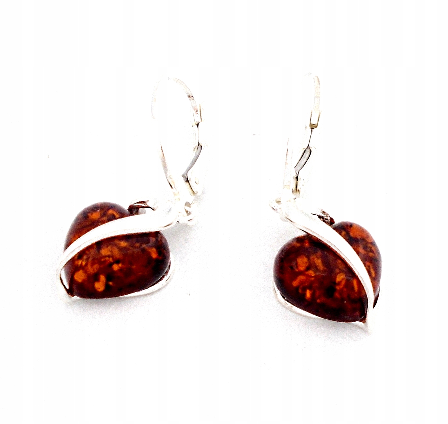 Náušnice S Jantarovými Srdíčky