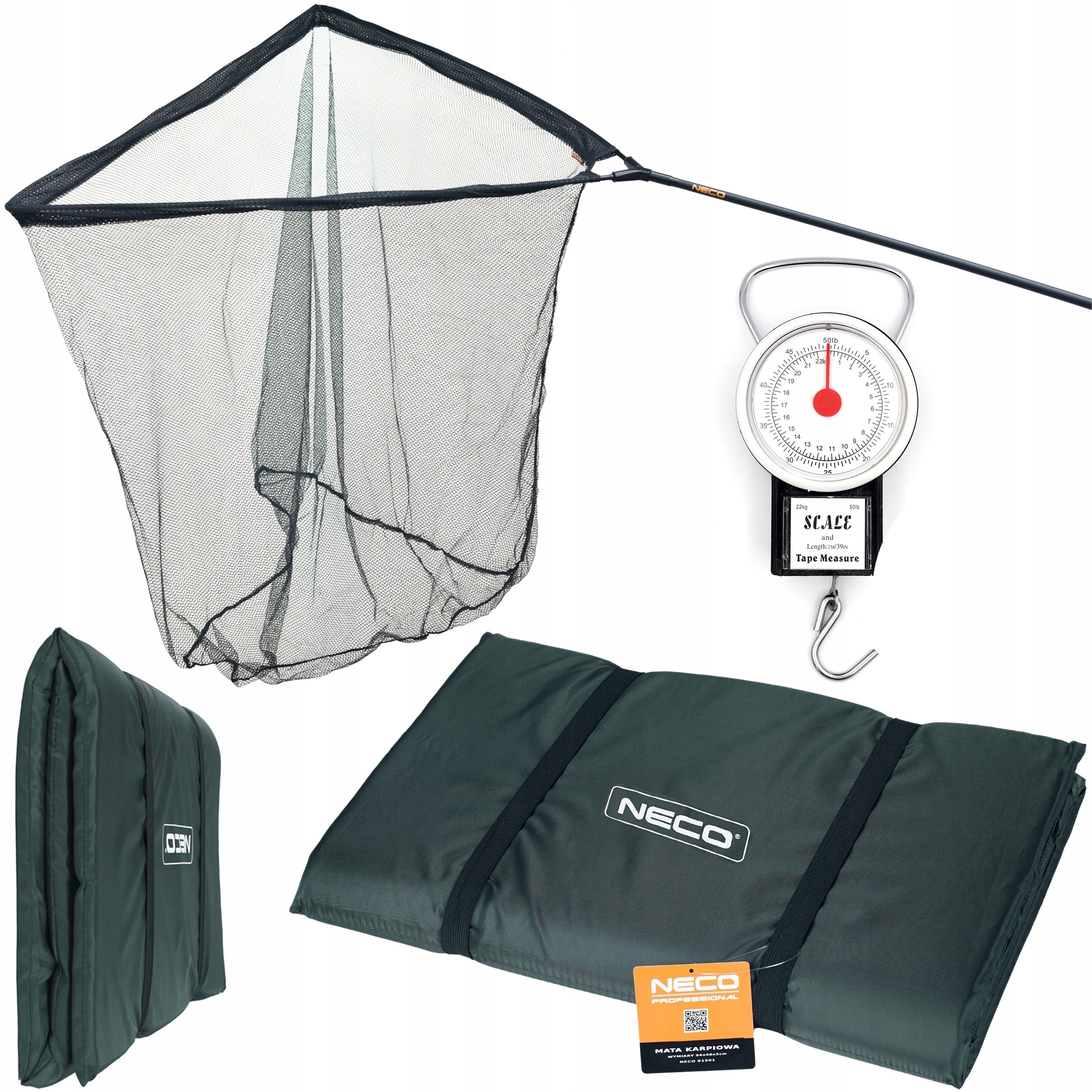 karpiowy Zestaw Wędkarski Podbierak Mata Karpiowa Waga Wędkarska 3w1