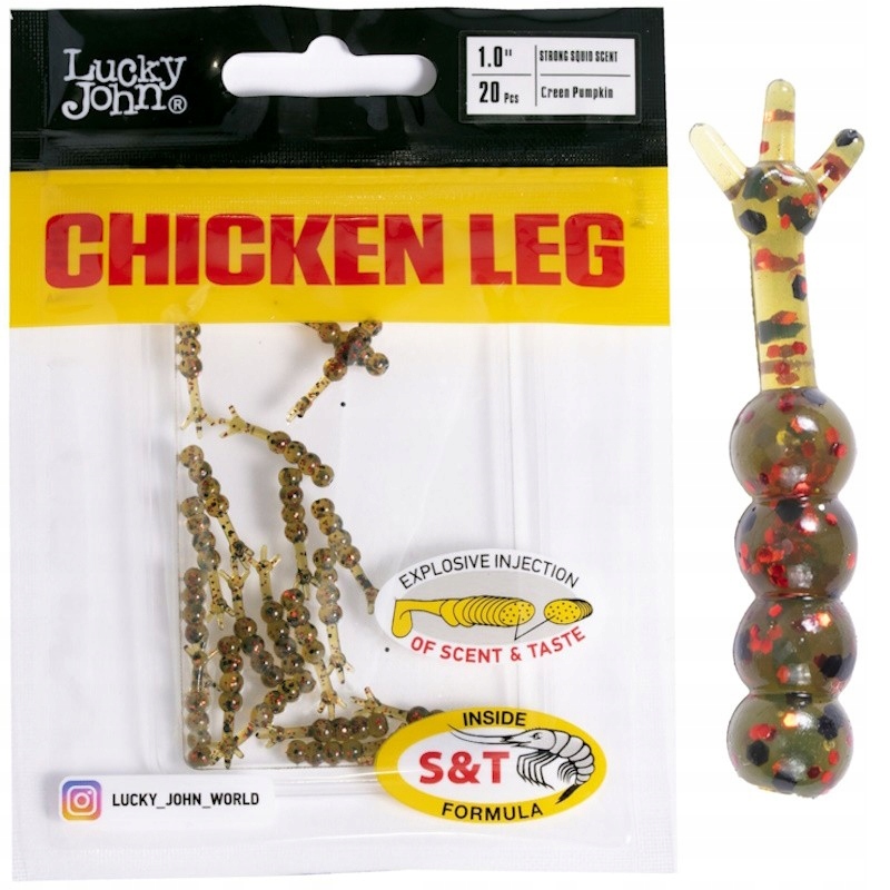 Guma Przynęta Lucky John Chicken Leg 1.0'' 2.54cm PA03 Green Pumpkin 20szt.