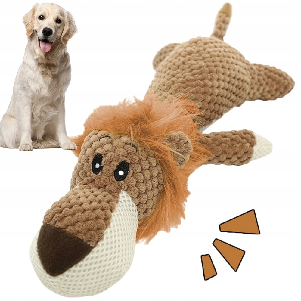 Levně Hračka Pro Psy Pevná Plyšový Lev Přetahovadlo Antistresová Interaktivní 36 CM