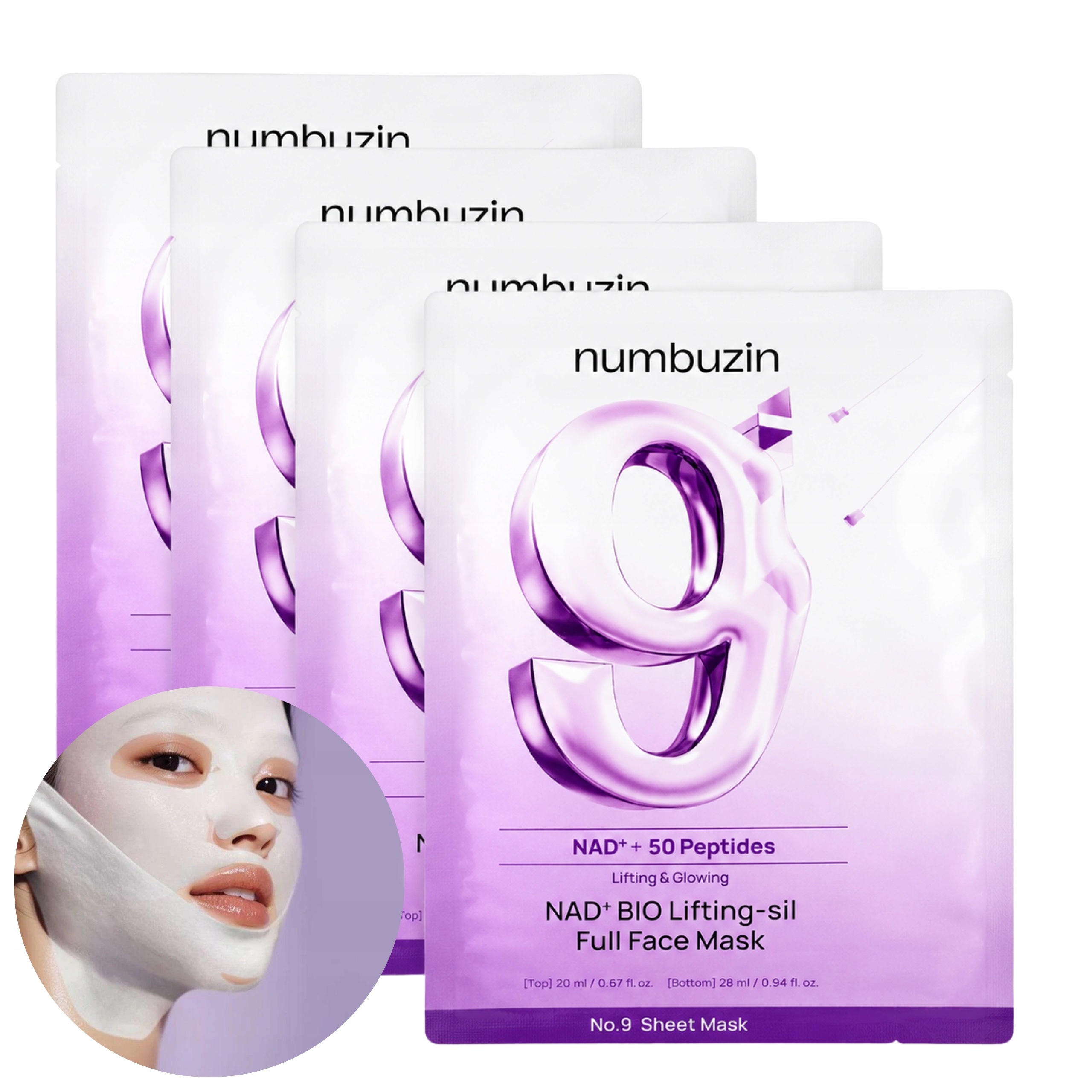 Maseczka do twarzy Numbuzin No.9 Nad Bio Lifting-sil Full Face Mask