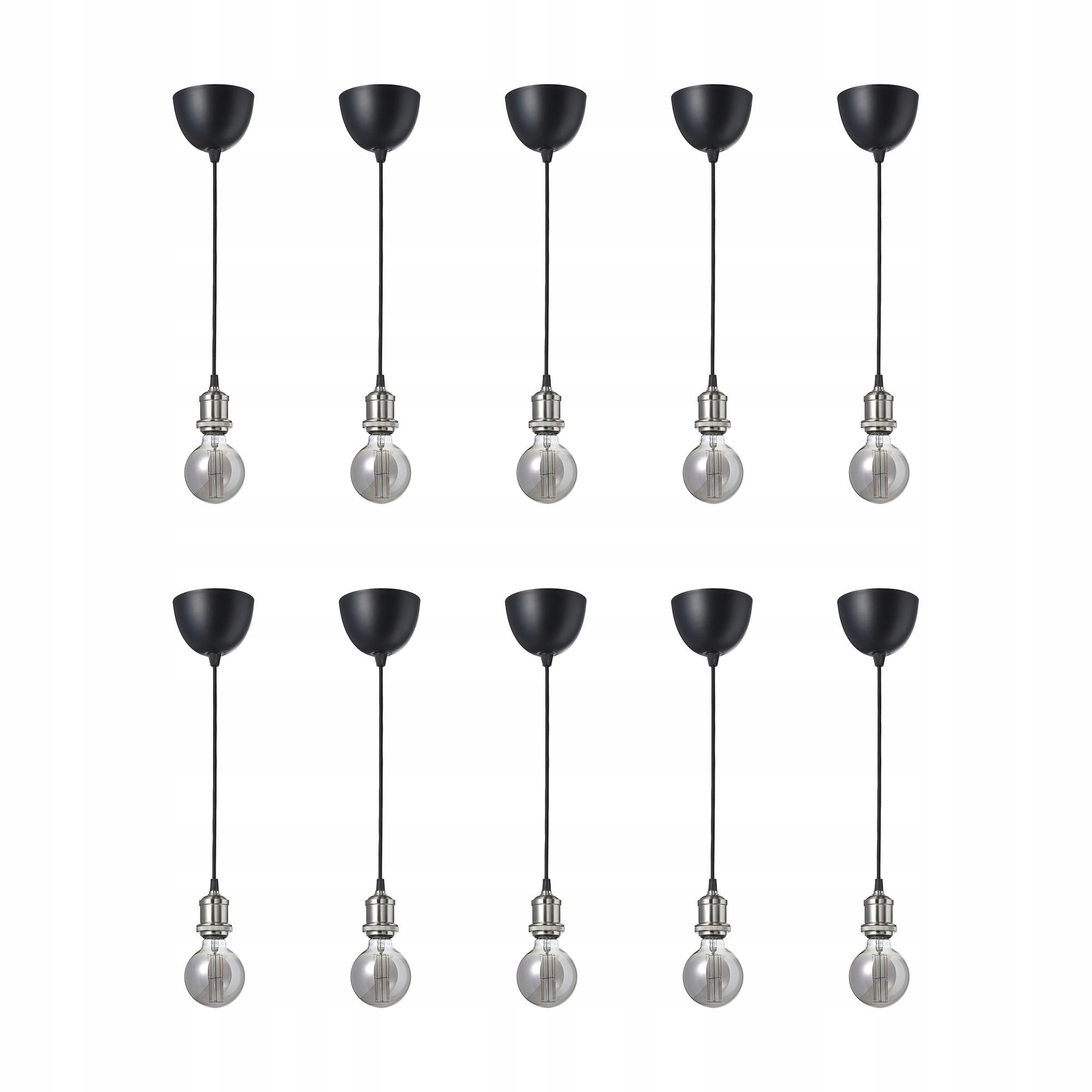 10 szt. Lampa Wisząca Jallby Molnart Szare Szkło E27 150 Lumenów