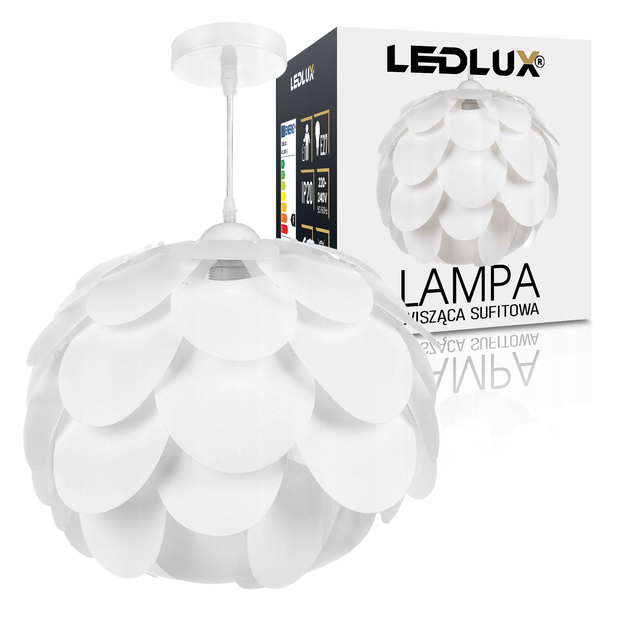 Závěsné Stropní Svítidlo, lustr, bílá, moderní, Glamour E27 do pokoje