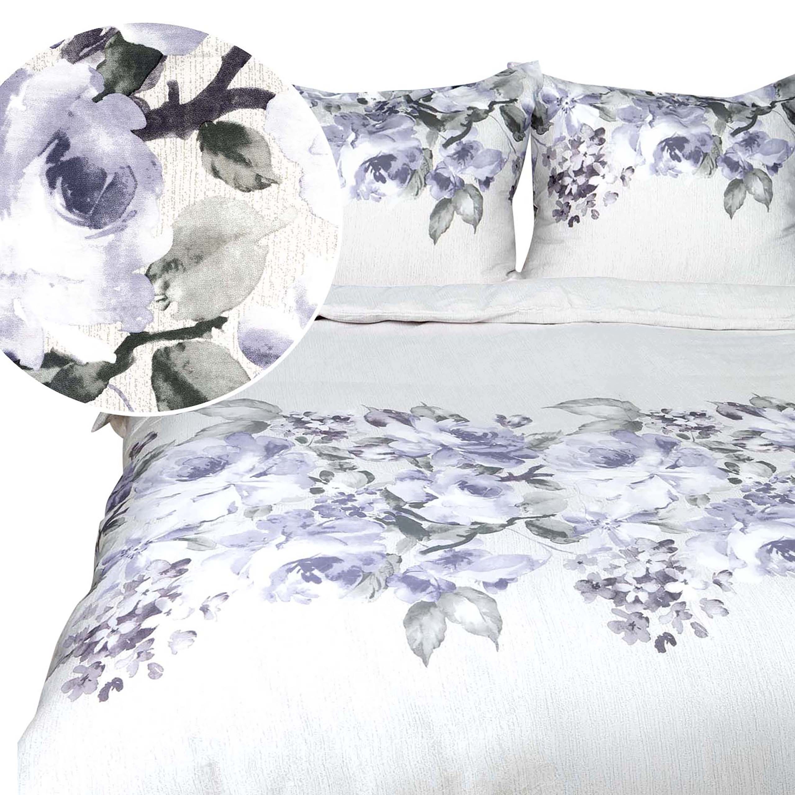 Pościel satyna bawełniana 160X200 Fiolet Kwiaty vintage wisteria glicynia