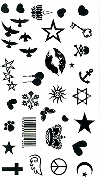 TATUAŻ ZMYWALNY TYMCZASOWY PIKTAGRAMY MALE PALCE