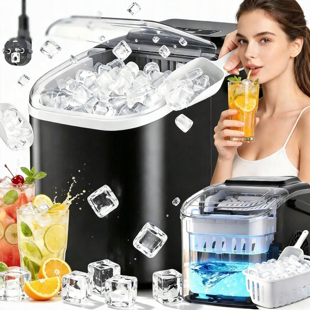 Výrobník Ledu 12 Kg Za Den 1.2 L 100 W Do Baru S Lopatkou, Rychlý, Tichý