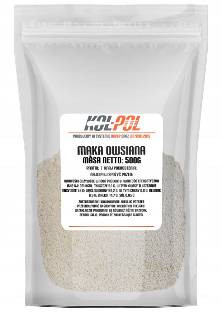 Levně 5X Ovesná Mouka 500g Celozrnná ovesná mouka přírodní kvality Kol-Pol