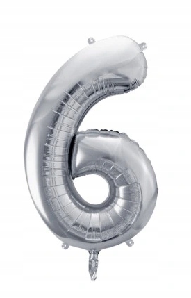 

Balon Foliowy cyfra srebrna "6" ,35 cm