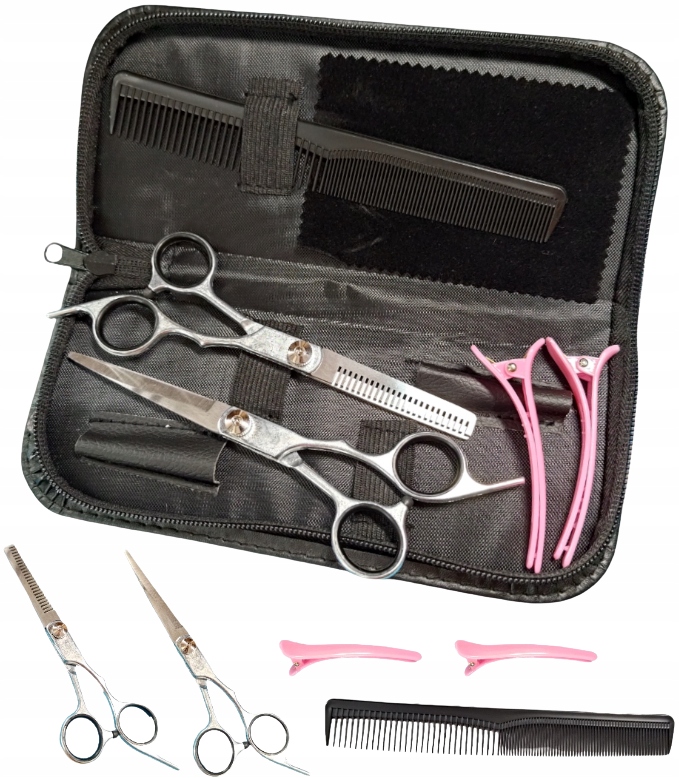 Profesionální sada na stříhání vlasů 6“ Pouzdro Nůžky Hřeben Sponky