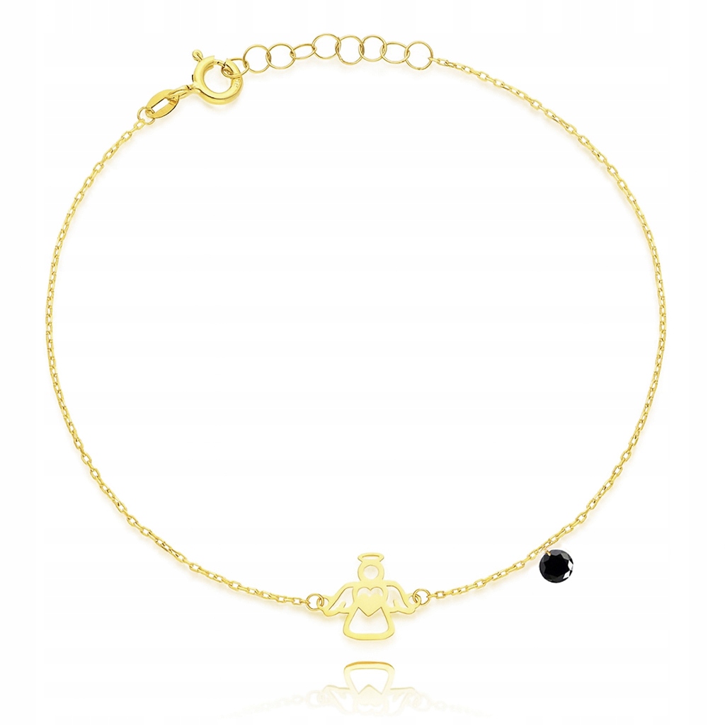 Zlatý náramek anděl s černým zirkonem Pr. 585