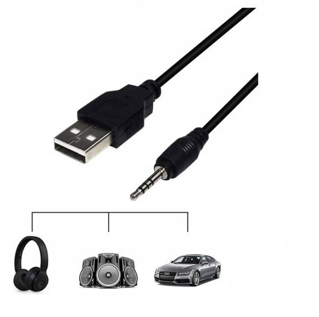 KABEL USB ŁADOWARKA AUX USB-A NA JACK 3,5MM 100CM Marka KBR Games