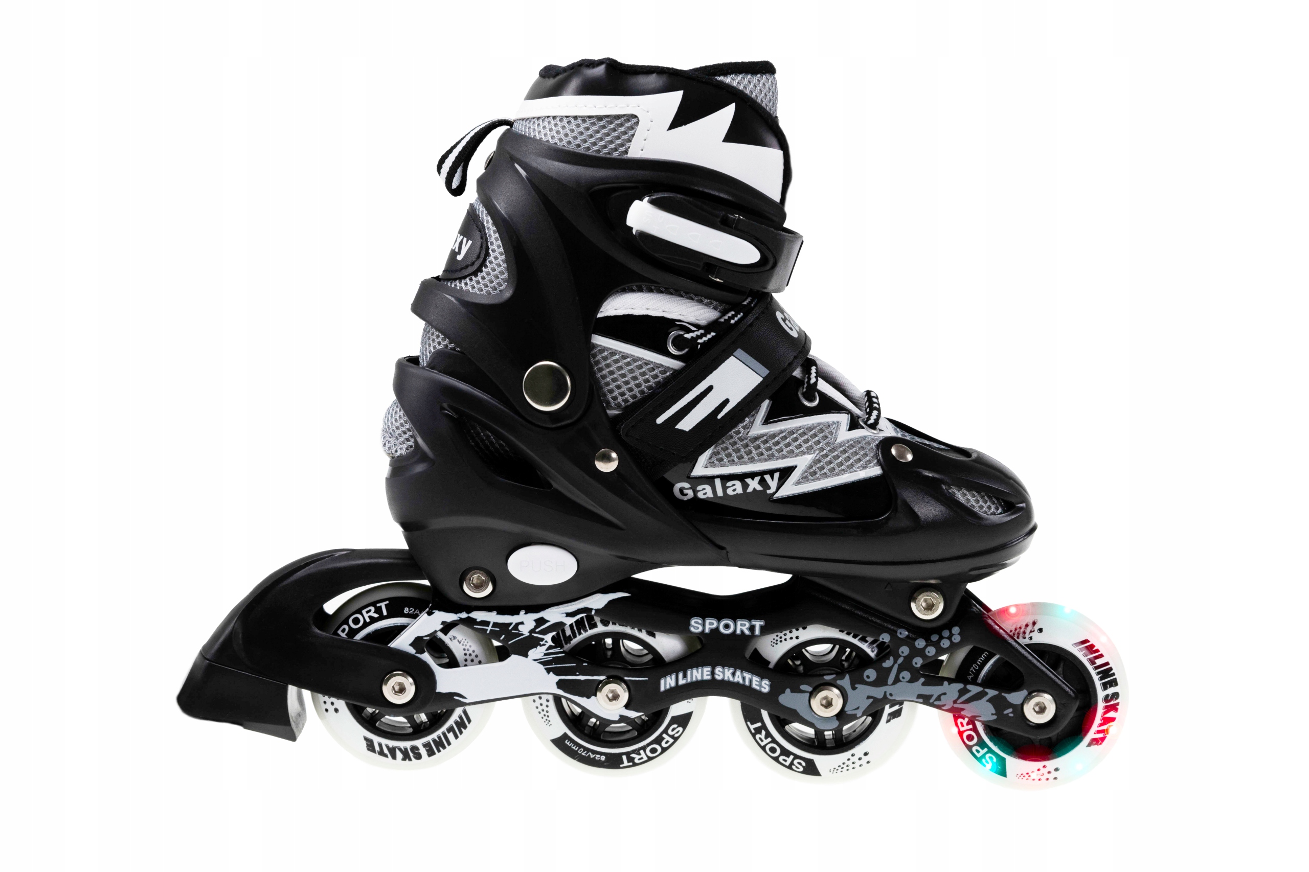 ŁYŻWOROLKI ROLKI REGULOWANE CZARNE 34-37 KÓŁKO LED Stan opakowania oryginalne