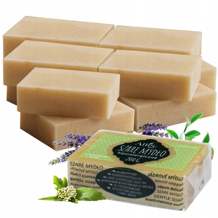 Šedé přírodní Hypoalergenní mýdlo Attis Citlivá pokožka 200 g x 20