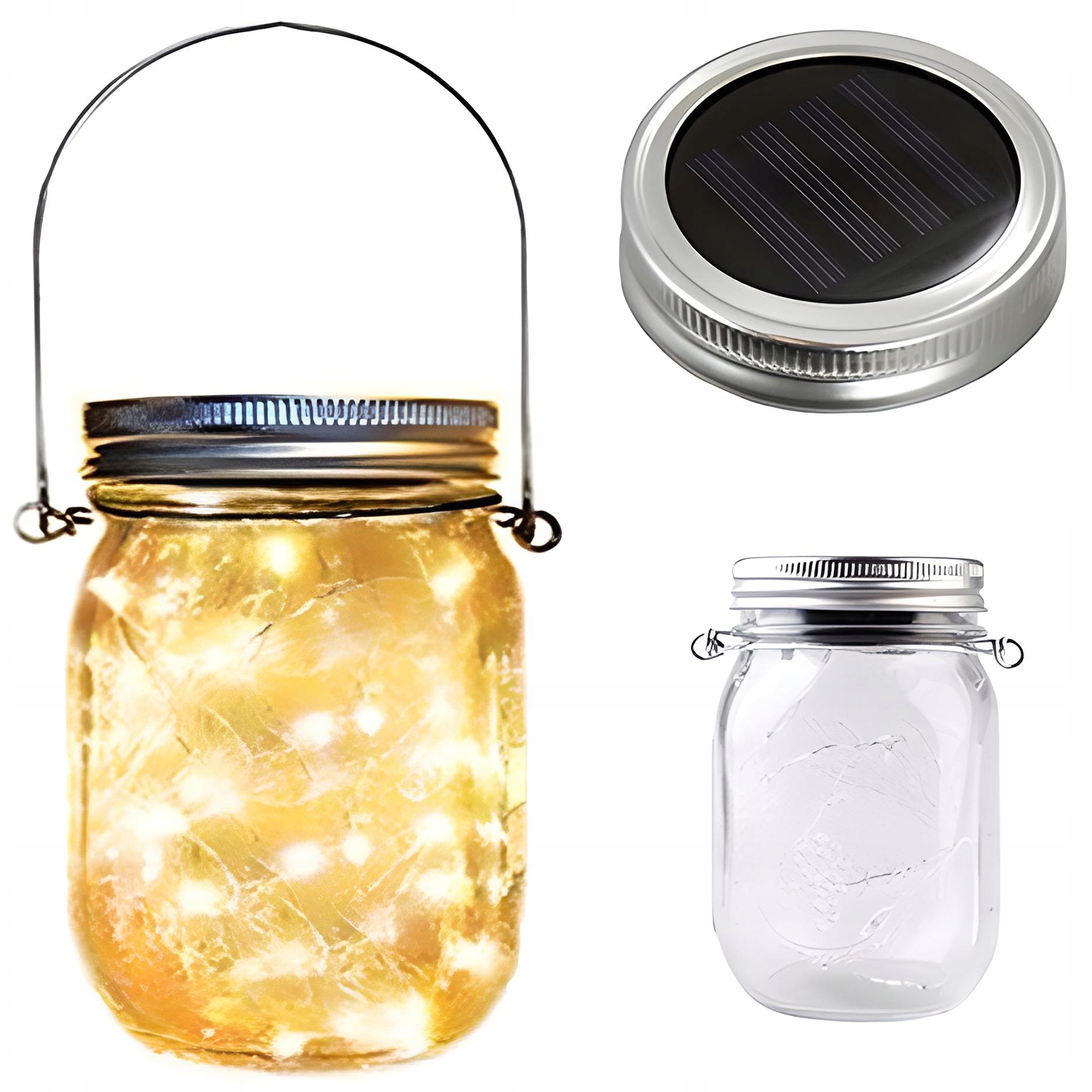 Lampka SOLARNA OGRODOWA LED SŁOIK SZKLANY LATARENKA WISZĄCA DEKORACYJNA