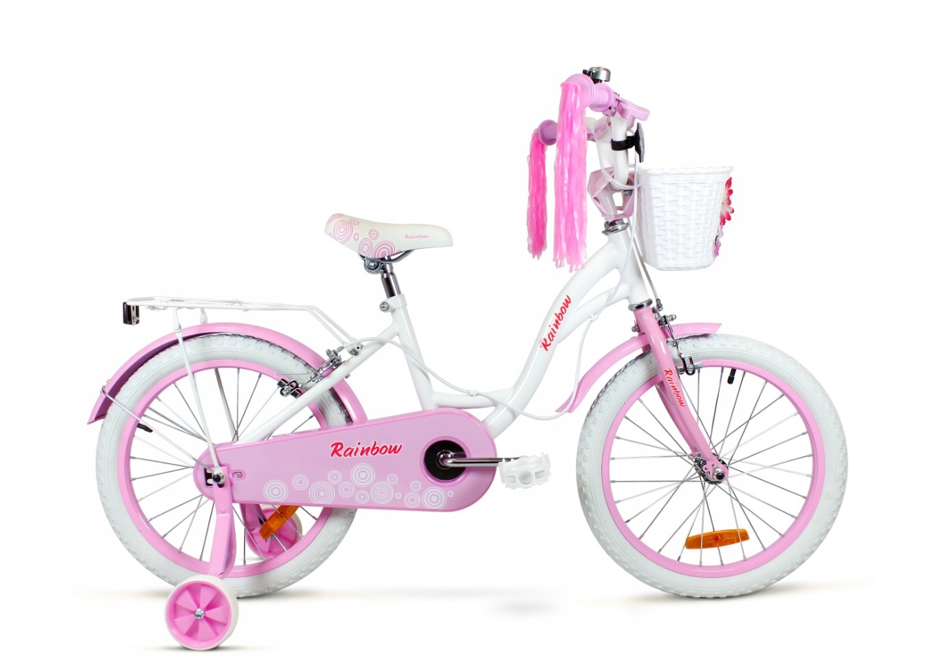 Dětské kolo 16 palců růžové pro dívku, košík, vodítko