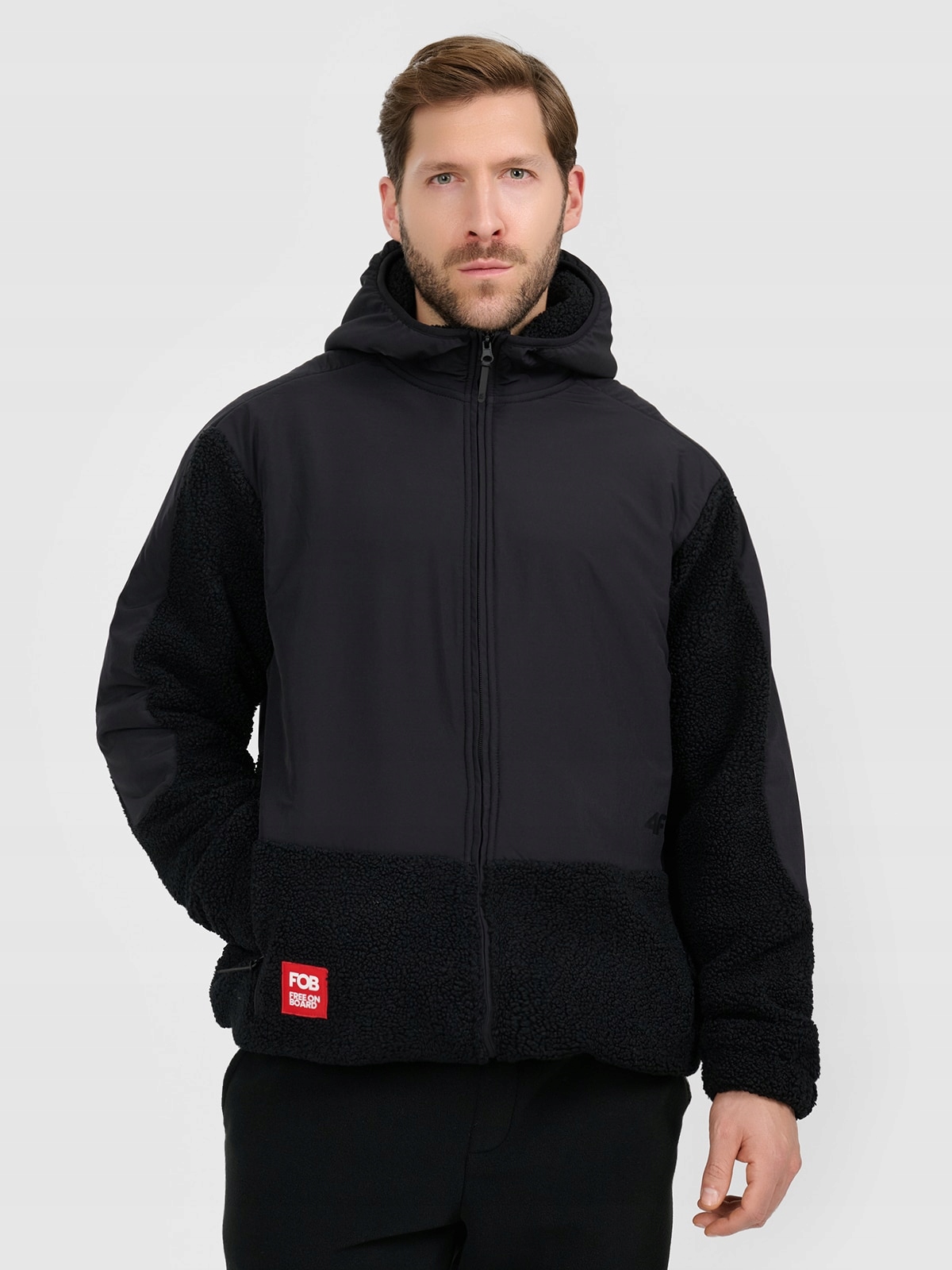 4F Polar sherpa loose s kapucí pánský černý M