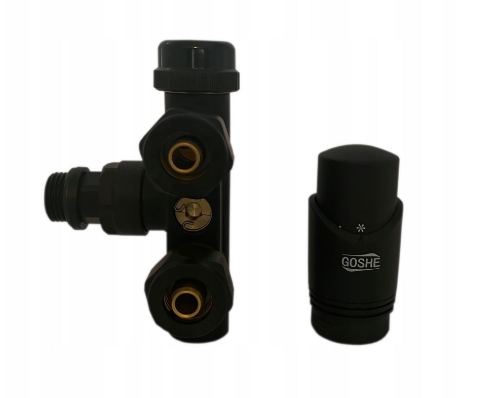 Termostatický Radiátorový Ventil Čierny Mat Pravý