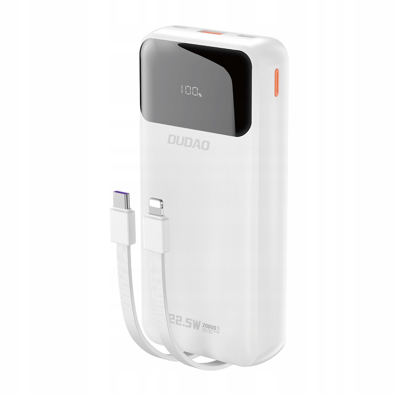 Powerbank Dudao 20000mAh 22.5W Pd Usb-c Usb-a kable Lightning Usb-c biały
