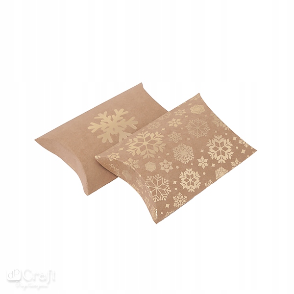 PUDEŁKA SKŁADANE PILLOW BOX 15X13,5x5 CM ŚNIEŻYNKI