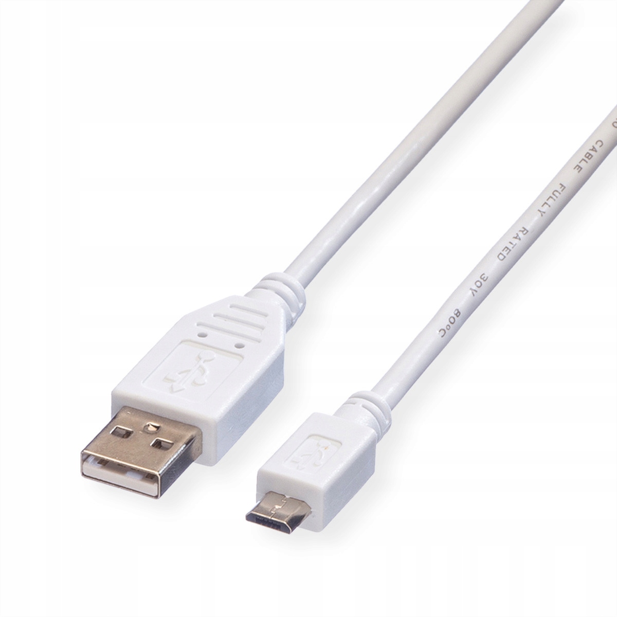 KABEL USB 2.0, A - MICRO USB, 1,8M, BIAŁY, TELEFON
