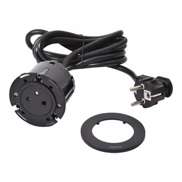 Nábytková zásuvka 2P+Z Disq 60 Čierna Legrand 654721