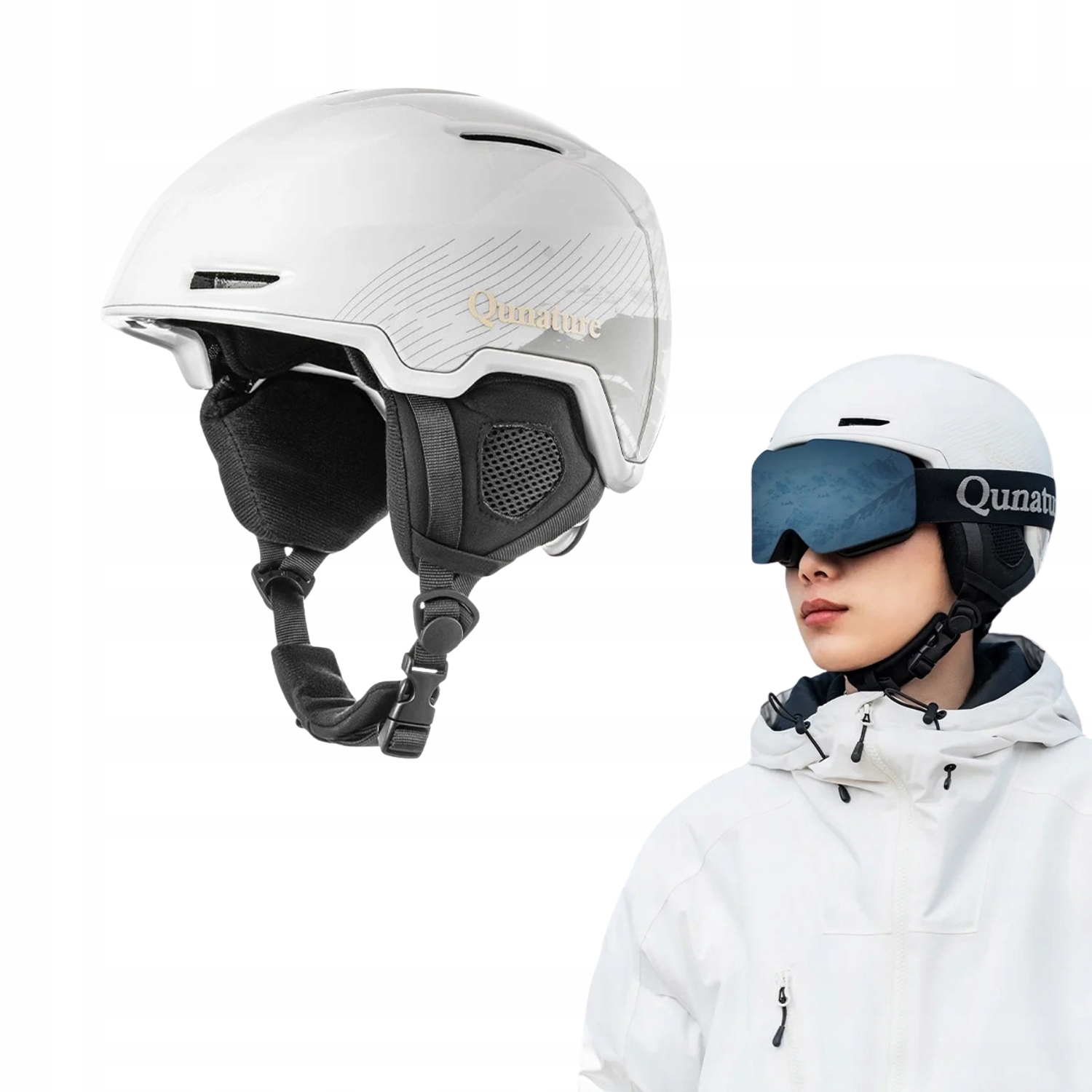 Kask narciarski snowboardowy dla dorosłych roz 54-58 cm biały QUNATURE