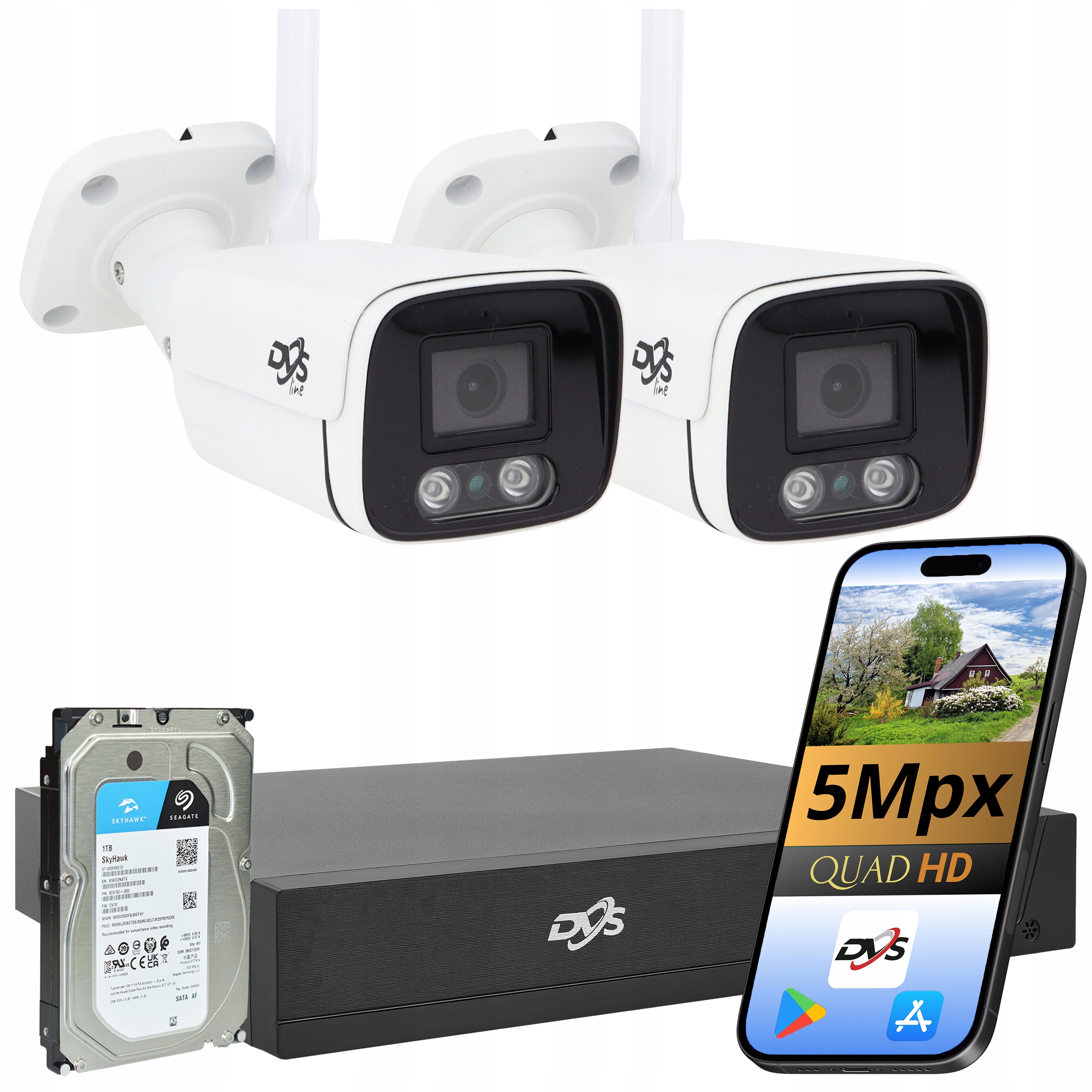 Sada 5Mpx Wifi Kamer Na Monitorovanie Domu 2 Kamery Bezdrôtová Tuba Dvs 1TB