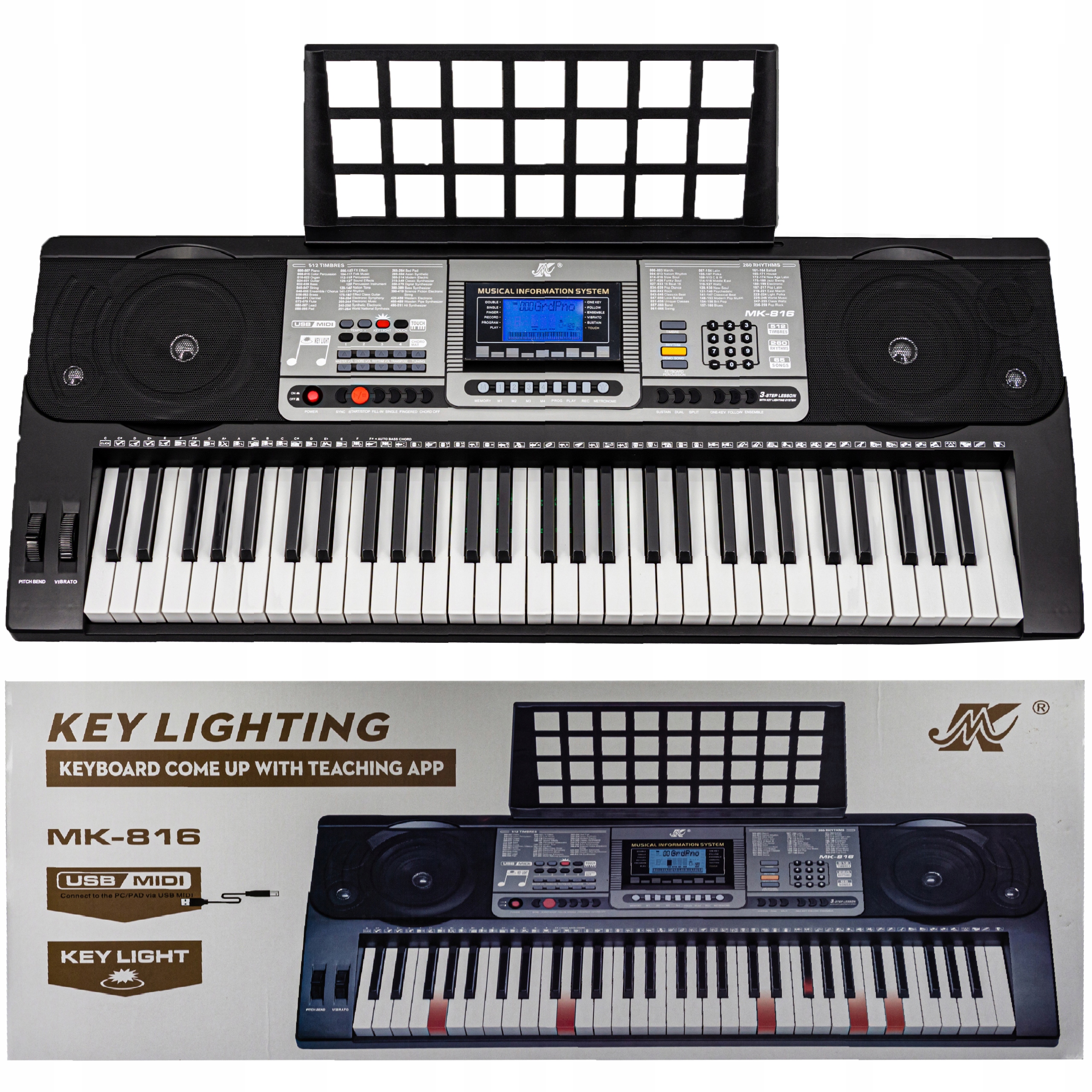 

Keyboard Organy MK-816 Funkcja nauki gry MIDI 61kl