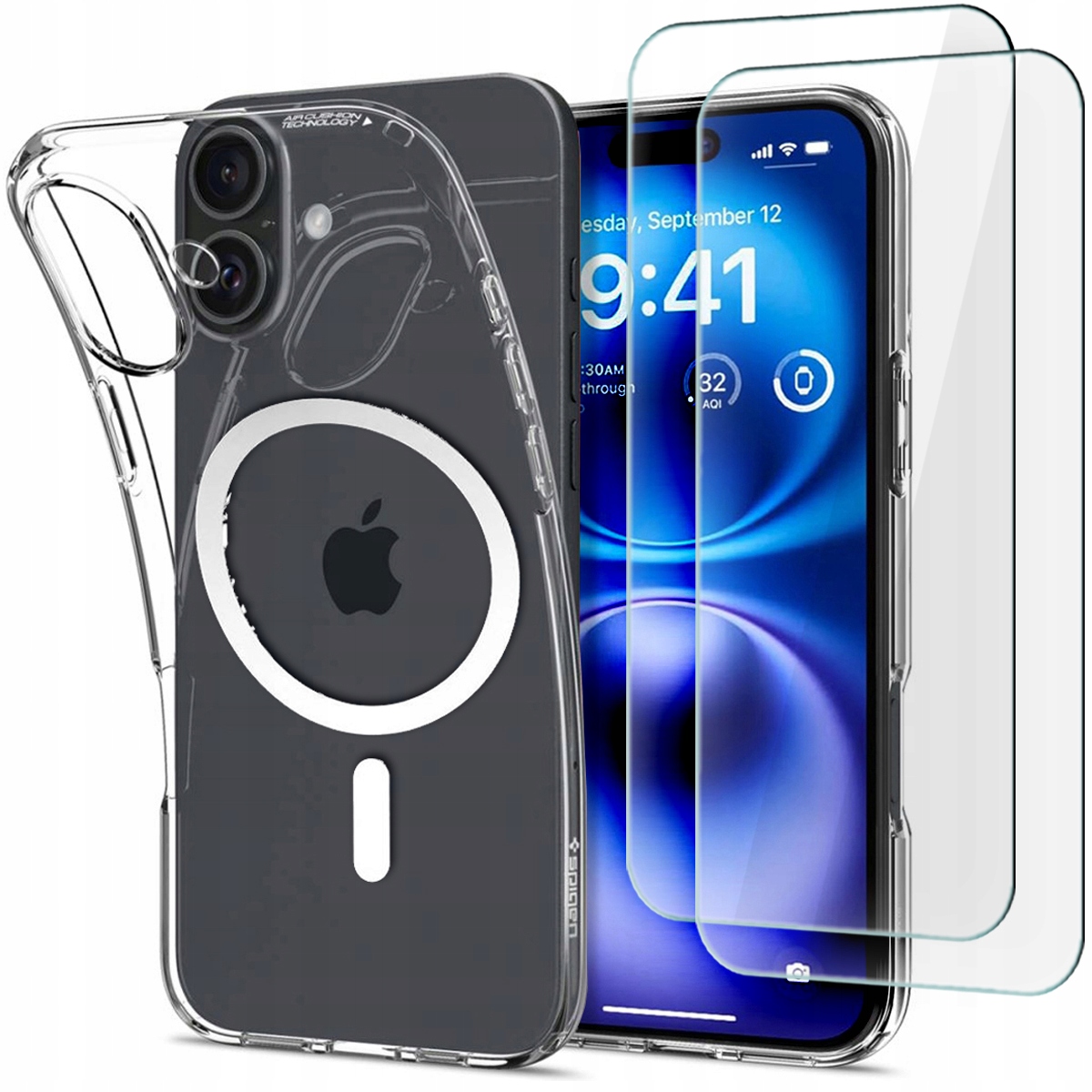 Spigen Przezroczyste Elastyczne Etui Magsafe Tpu Do Iphone 16 2-PAK Szkło